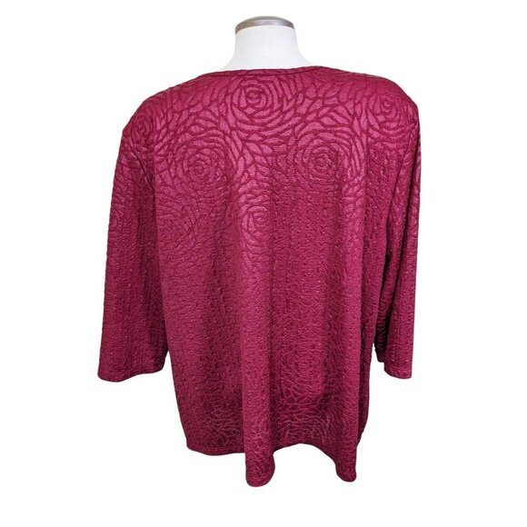 Vintage Claire France Womens Plus 3X Textured Tunic Top Attached Neckline Brooch - Picture 5 of 7